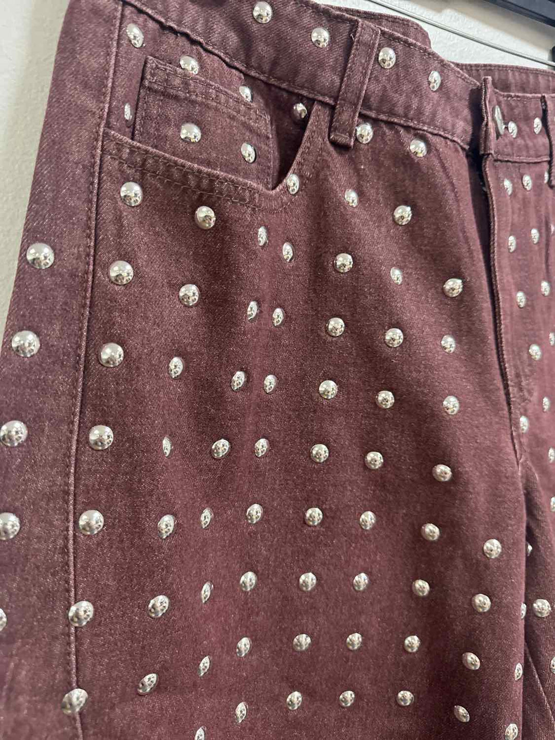 K/ZN Size 30 Burgundy NWT Silver Hardware Jeans