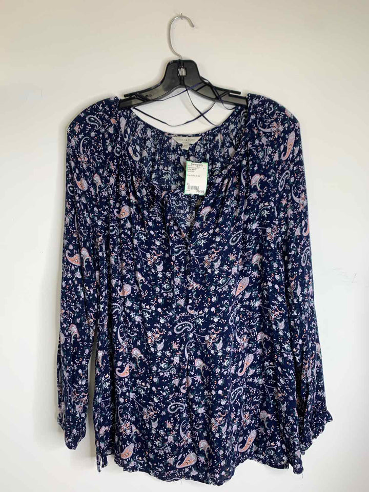 Lucky Brand Women Size XL Blue long sleeve top