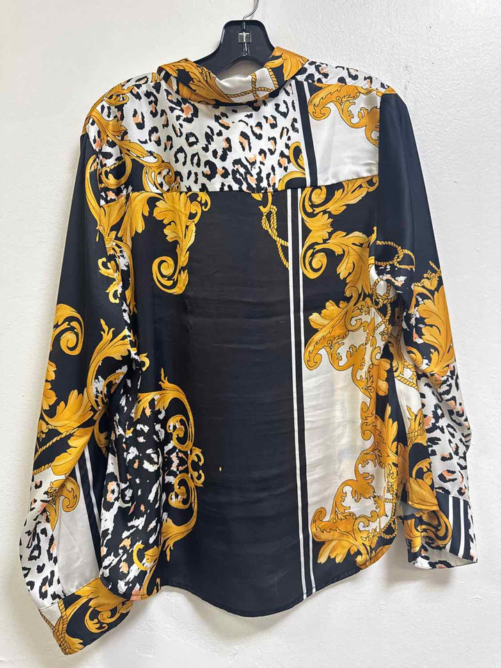 Alexia Admor Size 14 Gold Black long sleeve top