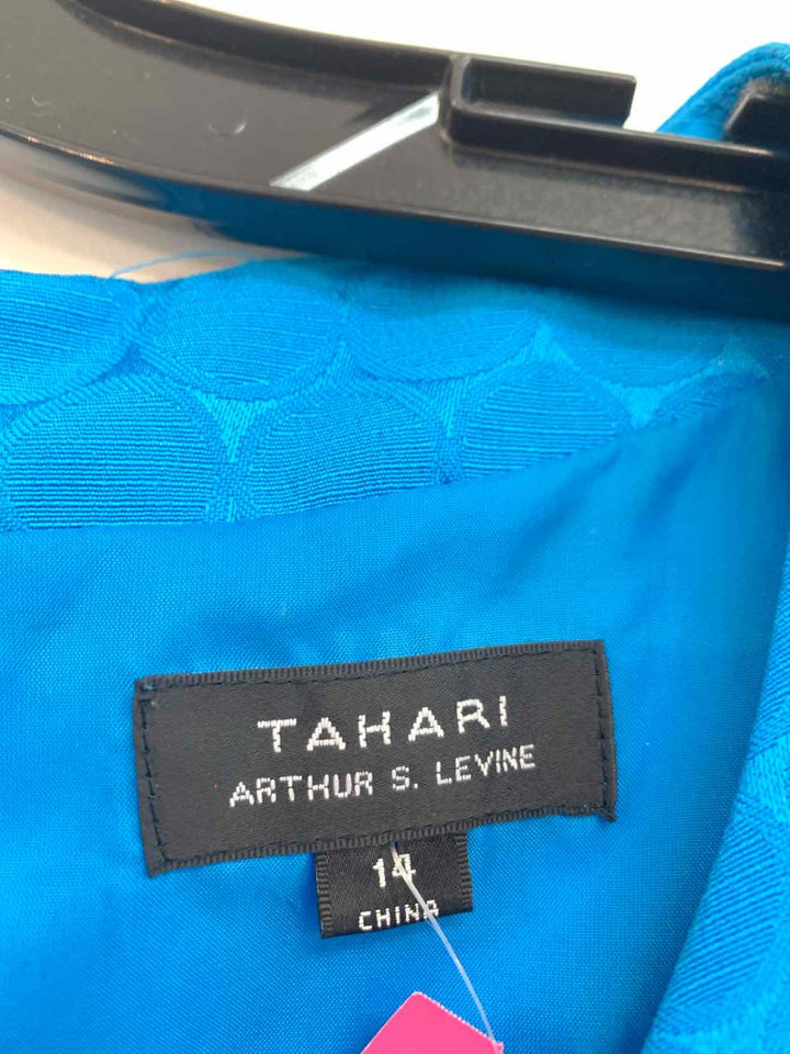 Tahari Size 14 Teal Gold Hardware sleeveless dress