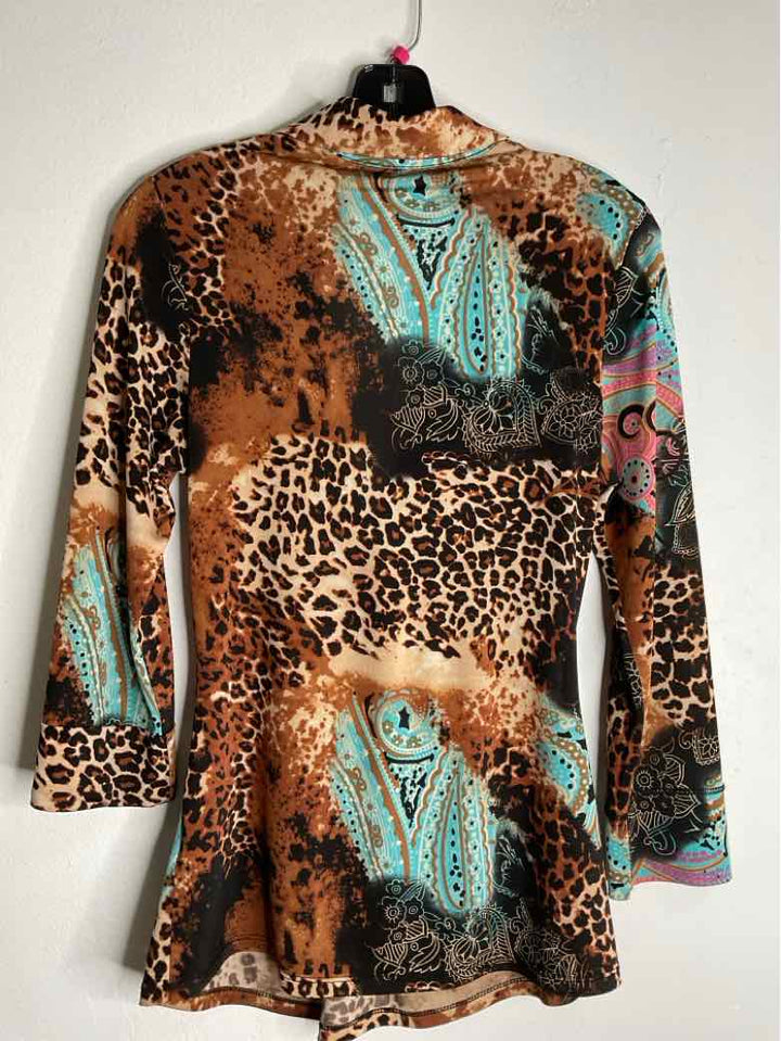 Laura Max Size M Multi-Color V-neck Gathered Waist long sleeve top