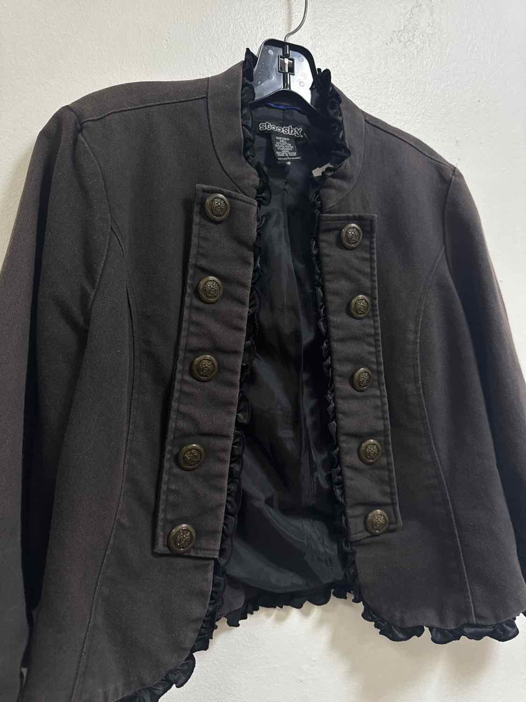 Stooshy Size L Brown 3/4 button down blazer