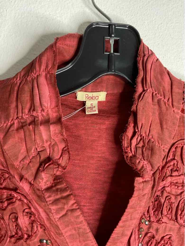 Reba Size S Rust Button Down Embroidered long sleeve top