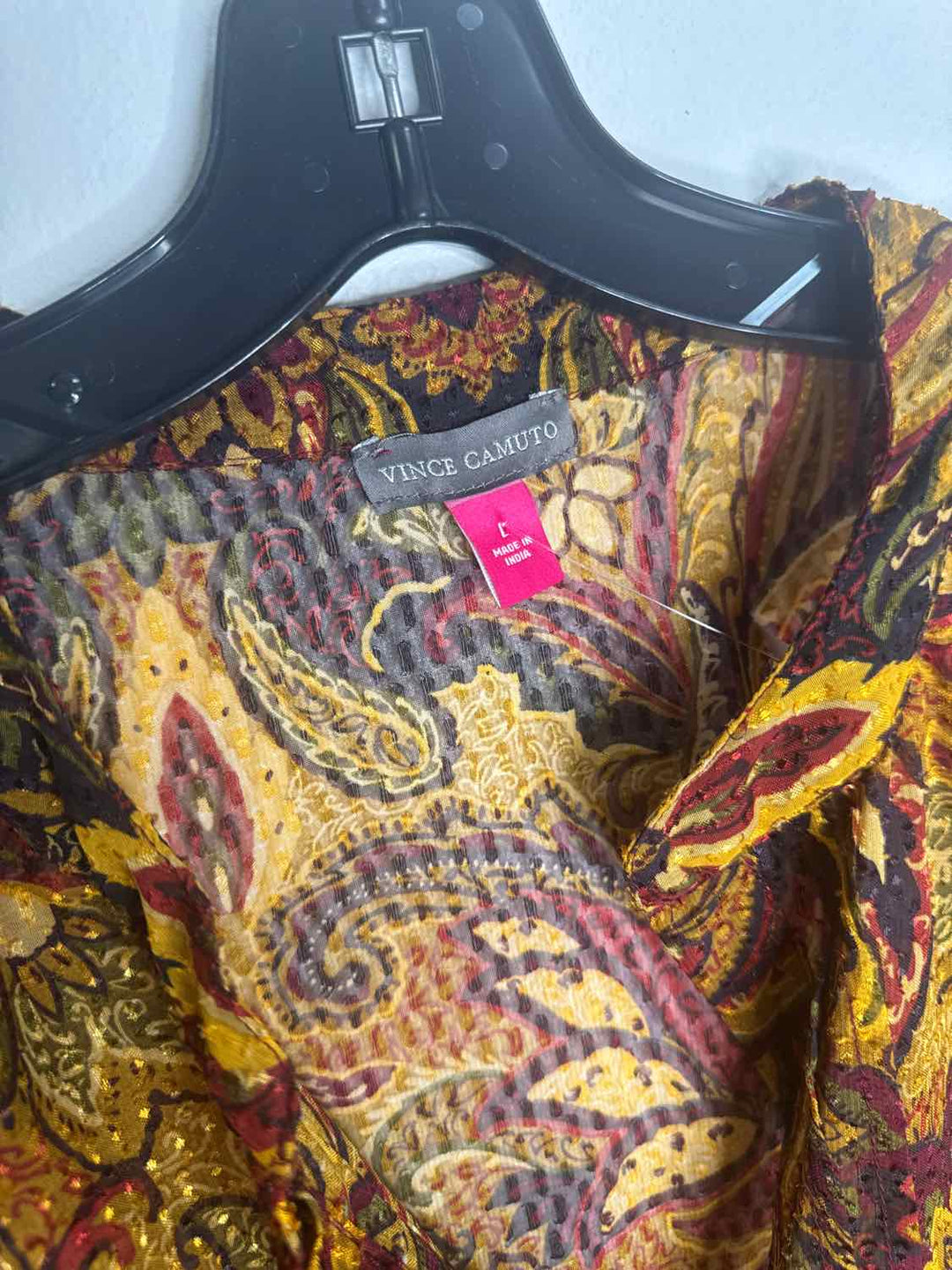 Vince Camuto Size L Orange Floral long sleeve top