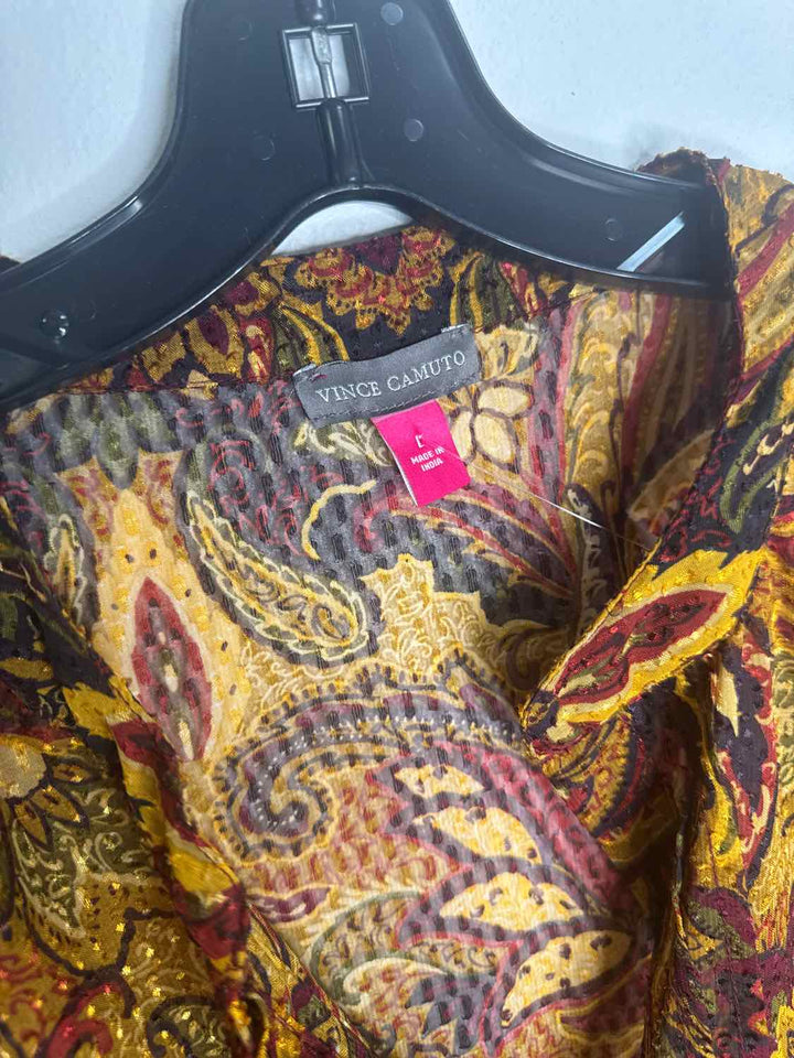 Vince Camuto Size L Orange Floral long sleeve top