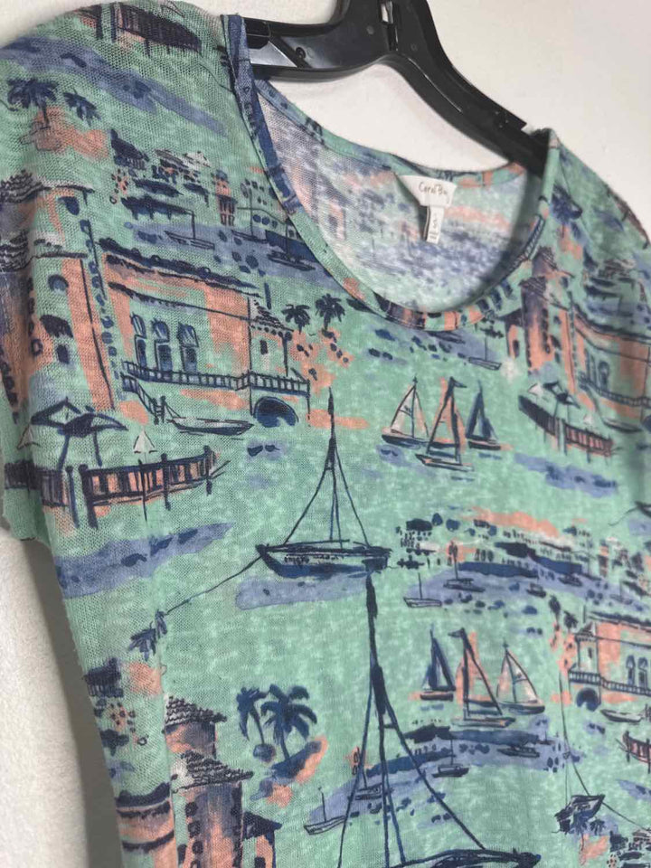 Coral Bay Size S Teal City Scene sleeveless