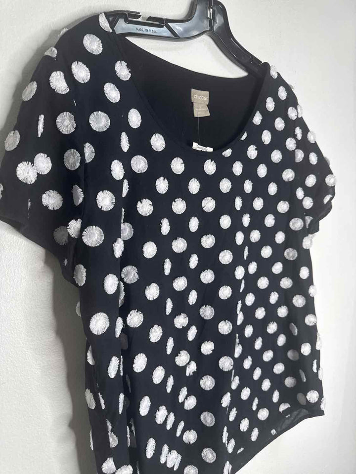 Chicos Size 2 Black short sleeve top