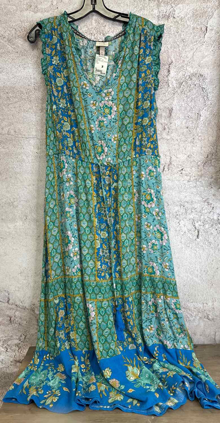 Knox Rose Size XL Teal Floral maxi sleeveless