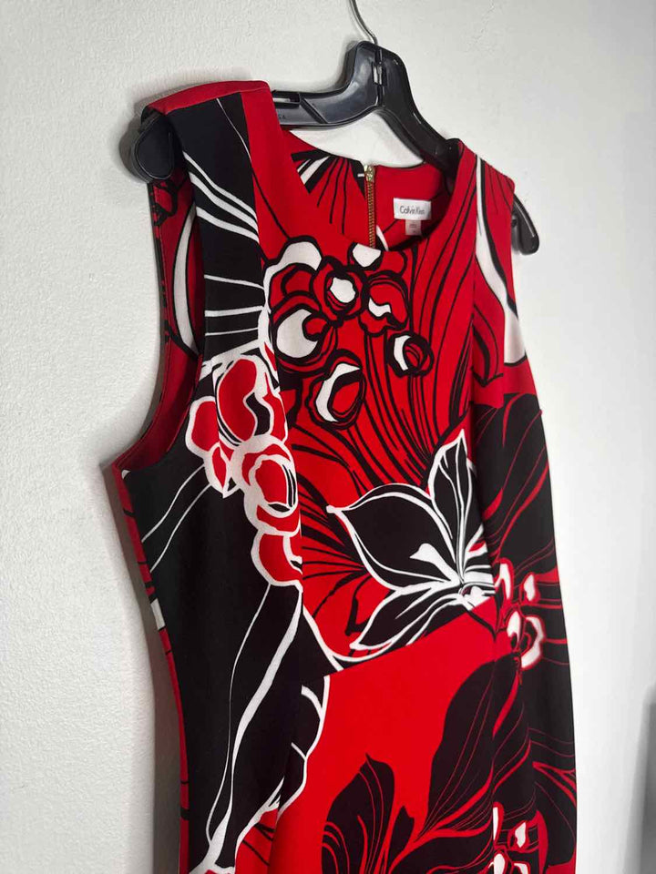 Calvin Klein Size 14 Red Floral sleeveless dress