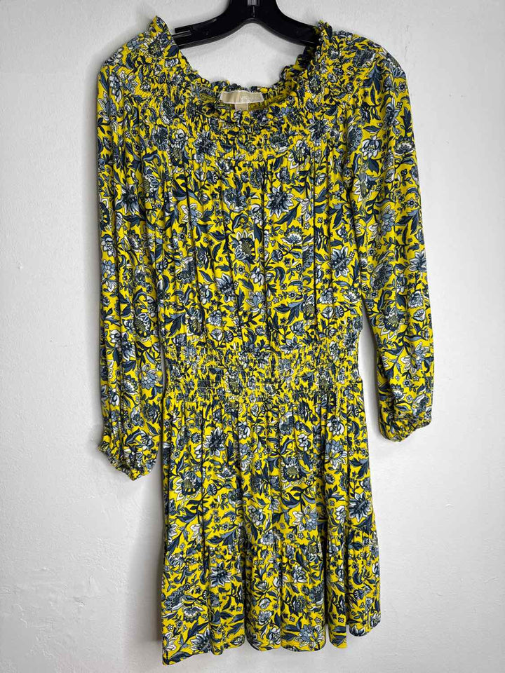 Michael Kors Size XS Yellow Gray long sleeve dress