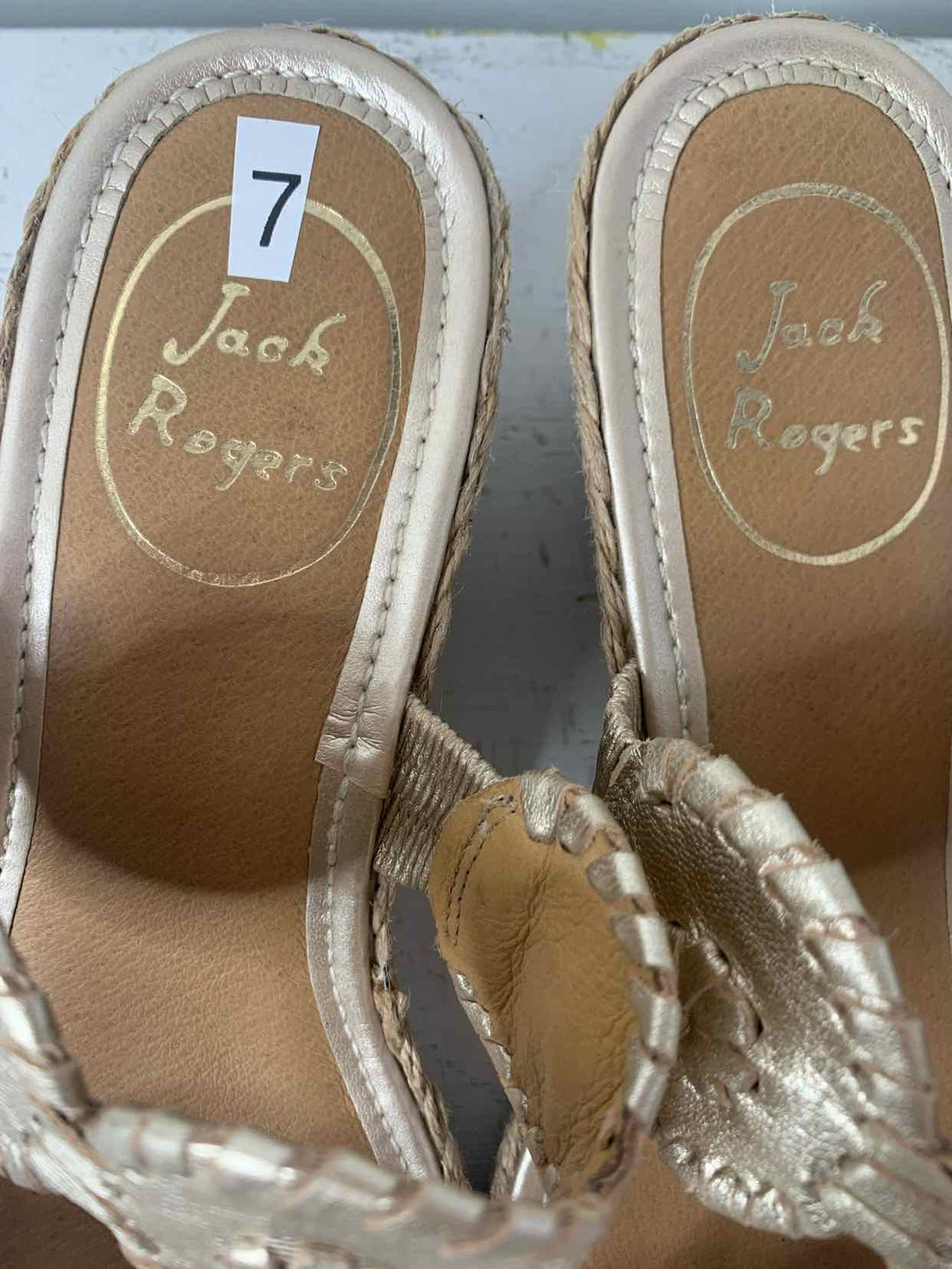 Jack Rogers gold W Shoe Size 7 wedge