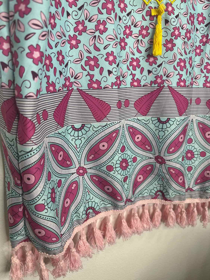Size L Teal Floral long sleeve dress