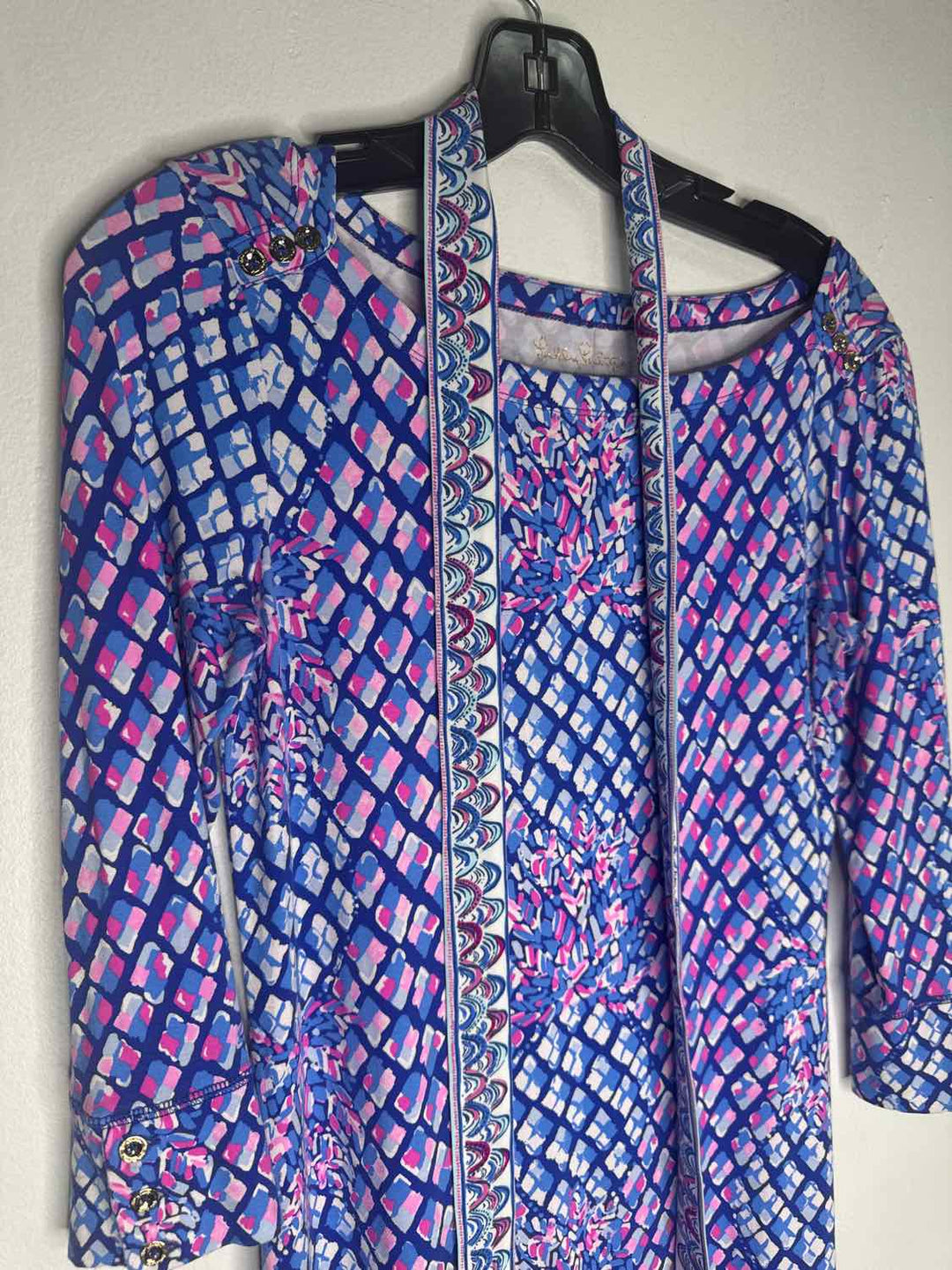 Lilly Pulitzer Size S Blue Pink long sleeve dress