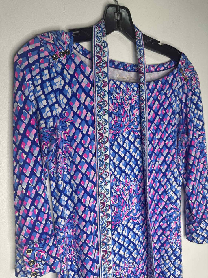 Lilly Pulitzer Size S Blue Pink long sleeve dress