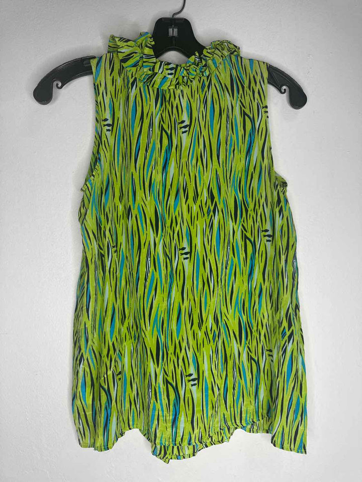Lilly Pulitzer Size 4 Lime Green Button Down Navy sleeveless