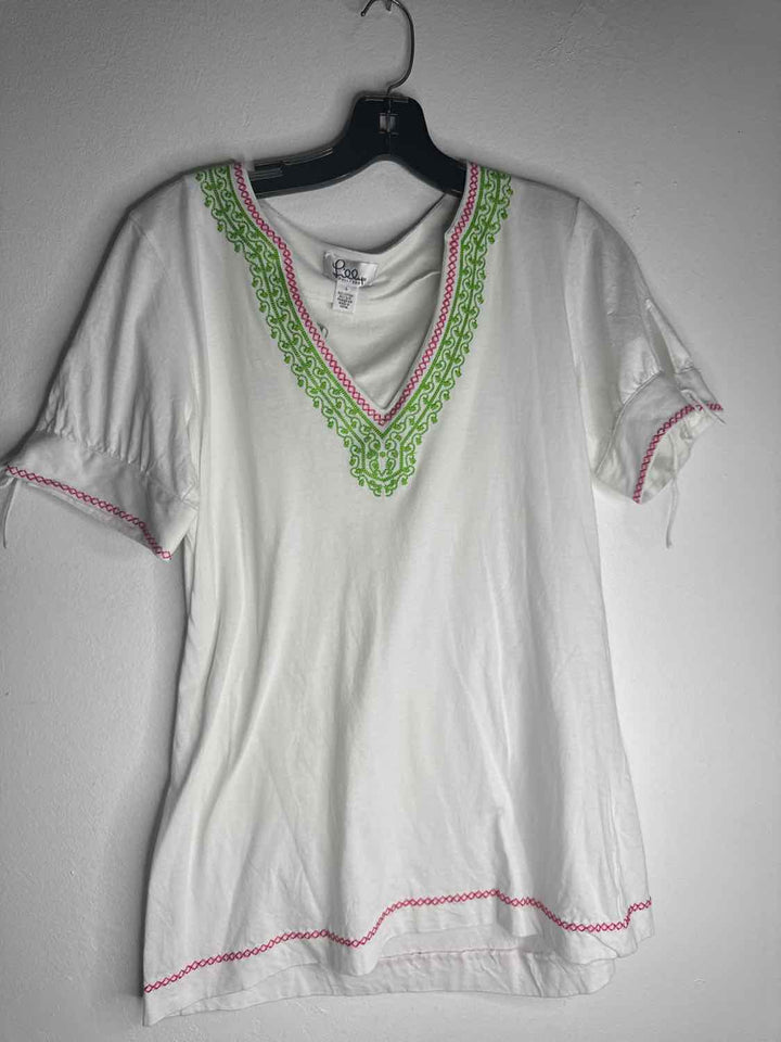 Lilly Pulitzer Size L White Embroidered short sleeve top