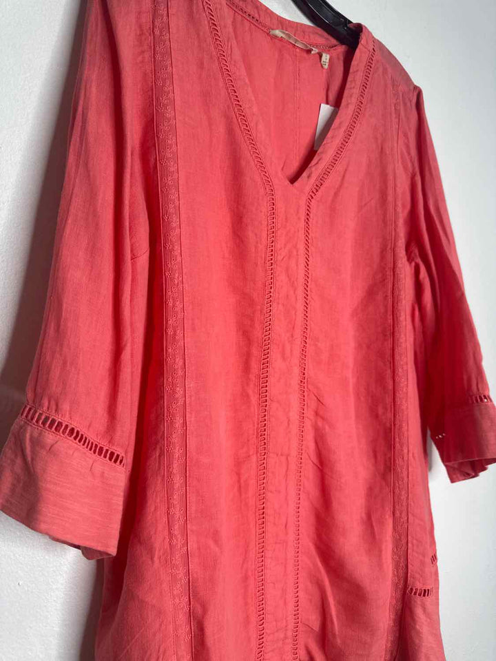 Soft Surroundings Size L Coral V-neck Solid long sleeve top