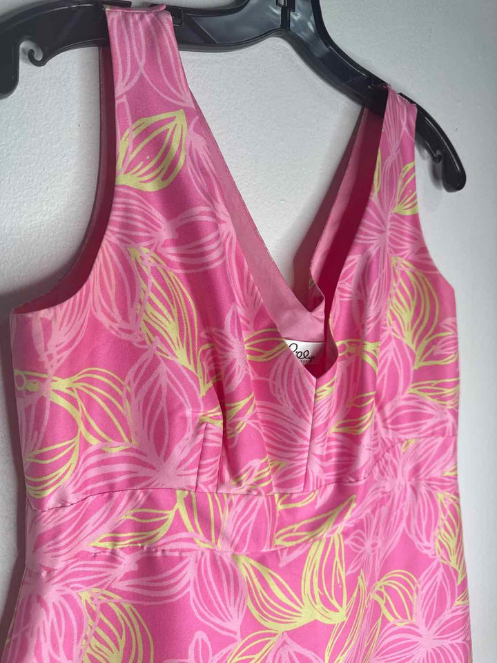 Lilly Pulitzer Size 8 Pink V-neck Floral sleeveless