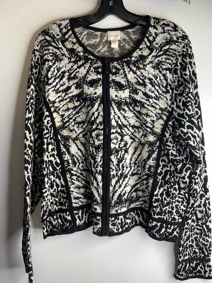 Chicos Women Size 3 Black cardigan