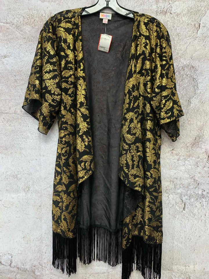 LulaRoe Size S Black and Gold shrug