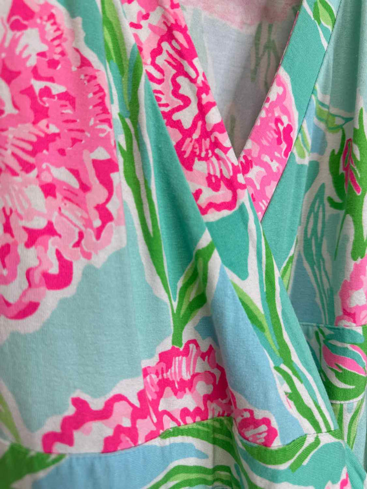 Lilly Pulitzer Size XS Pink Lime Green long sleeve dress