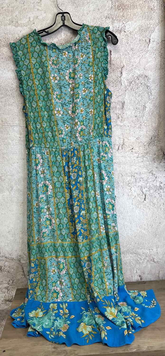Knox Rose Size XL Teal Floral maxi sleeveless