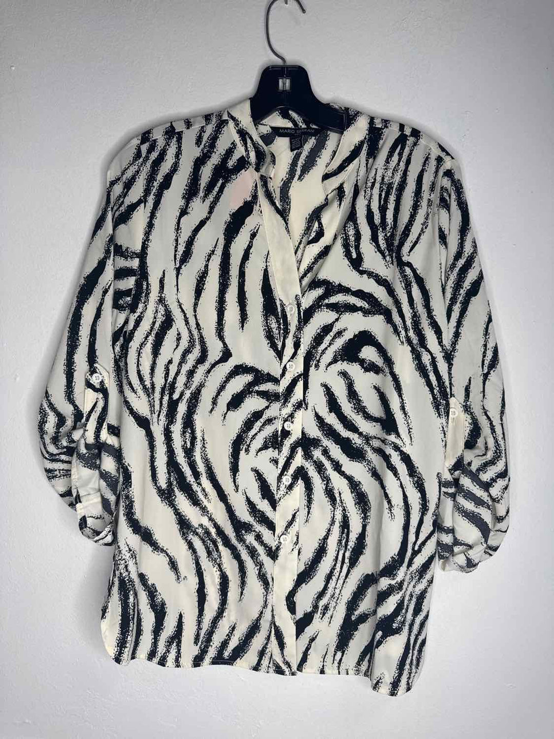 Mario Serrani Size XS Button Down Blk & White long sleeve top