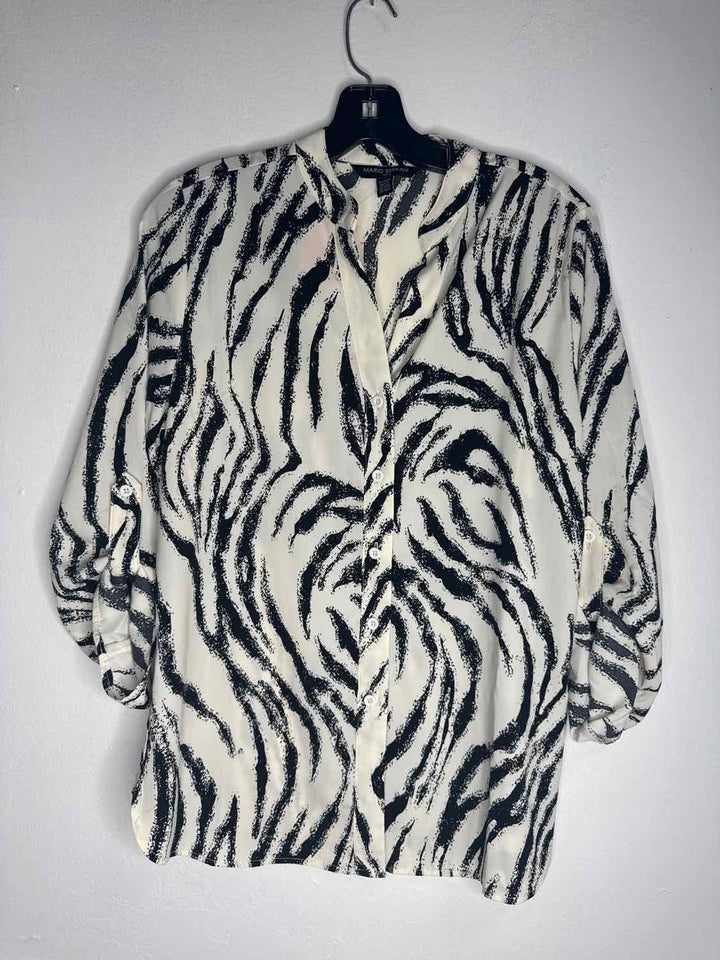 Mario Serrani Size XS Button Down Blk & White long sleeve top