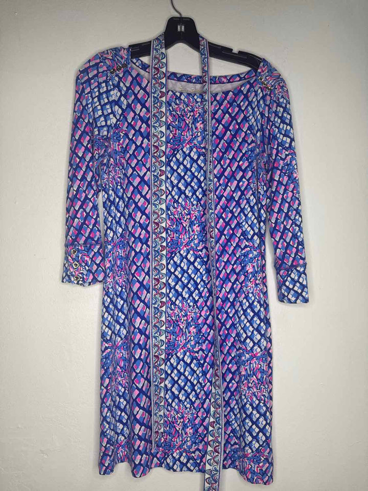 Lilly Pulitzer Size S Blue Pink long sleeve dress