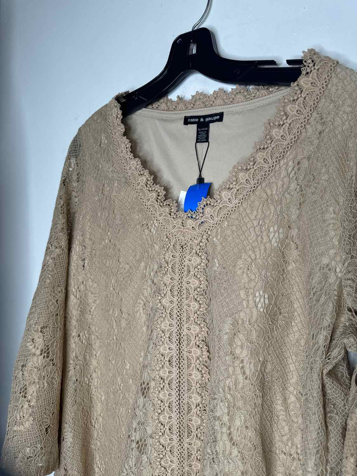 Cable & Gauge Women Size XL Beige long sleeve top