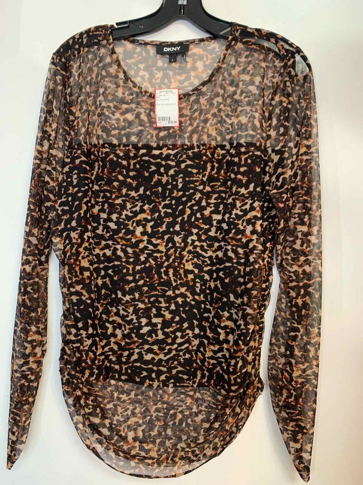 DKNY Women Size L Animal Print long sleeve top