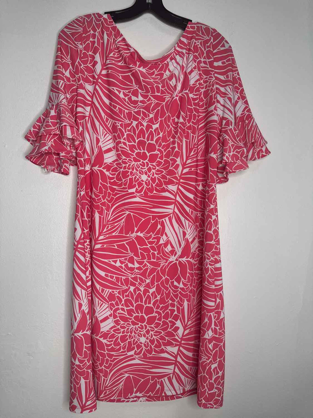 Pappagallo Size L Pink NWT White long sleeve dress