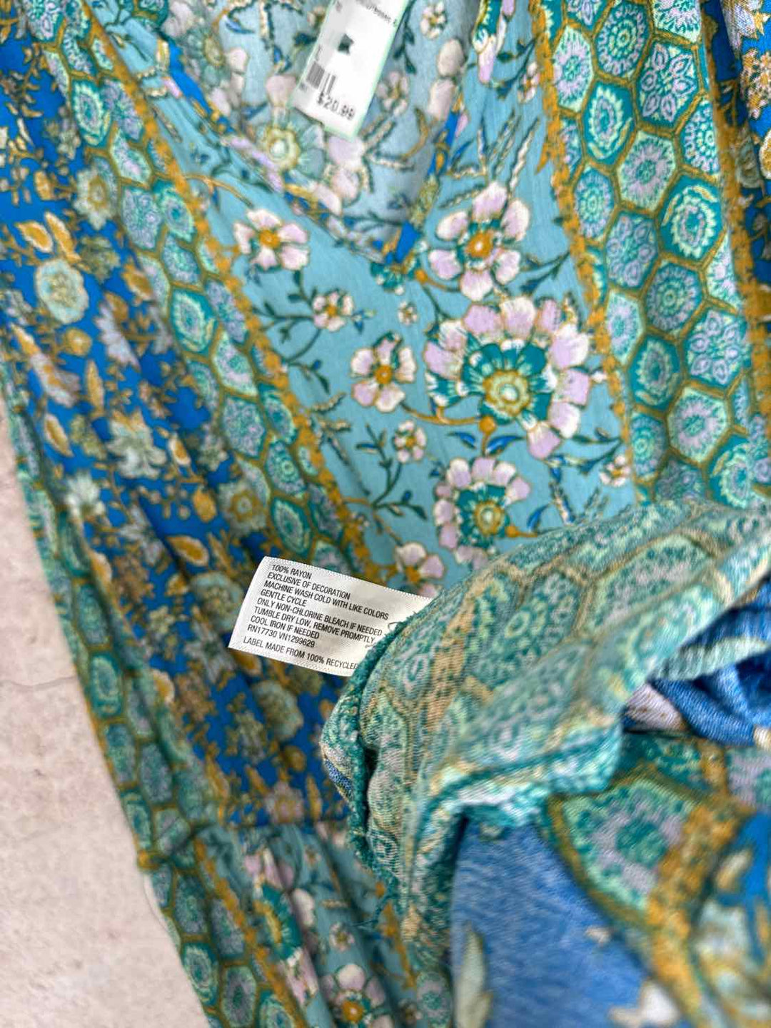 Knox Rose Size XL Teal Floral maxi sleeveless