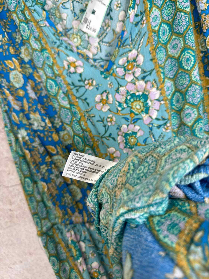 Knox Rose Size XL Teal Floral maxi sleeveless