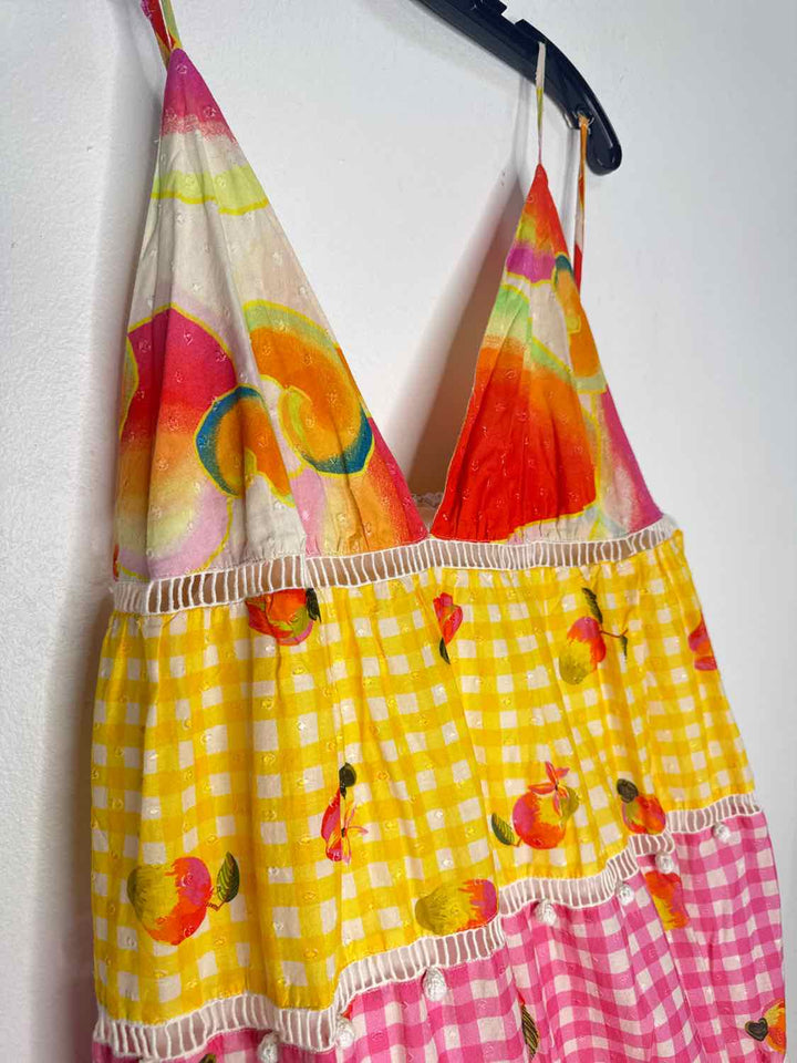 Farm Rio Size L Multi-Color Tassel spaghetti strap dress