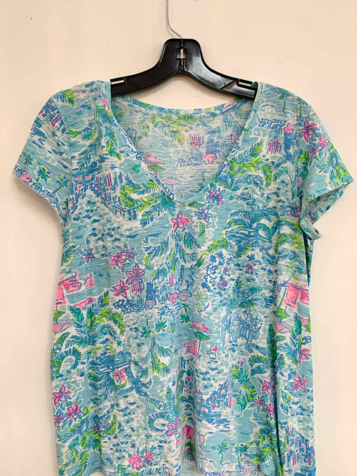 Lilly Pulitzer Women Size M Blue short sleeve top