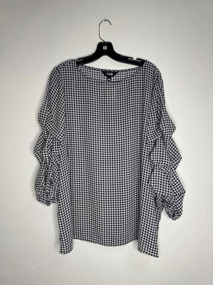 Slim Factor Size L Scoop Neck Blk & White long sleeve top