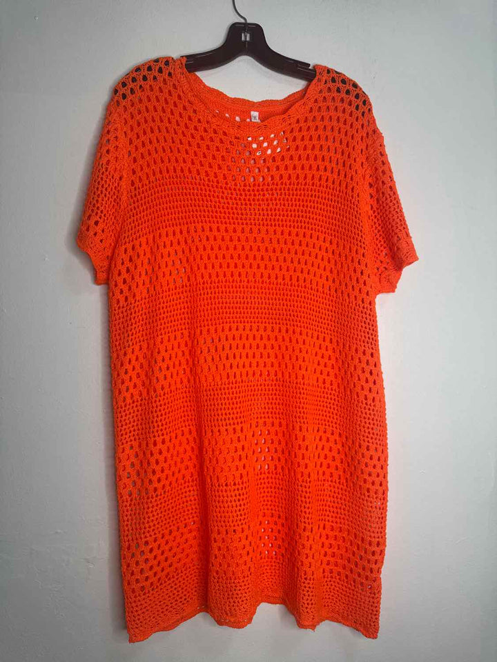 Size XL Orange Crochet cover-Up