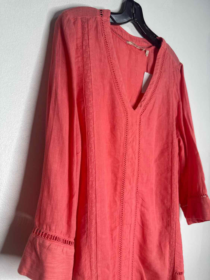 Soft Surroundings Size L Coral V-neck Solid long sleeve top