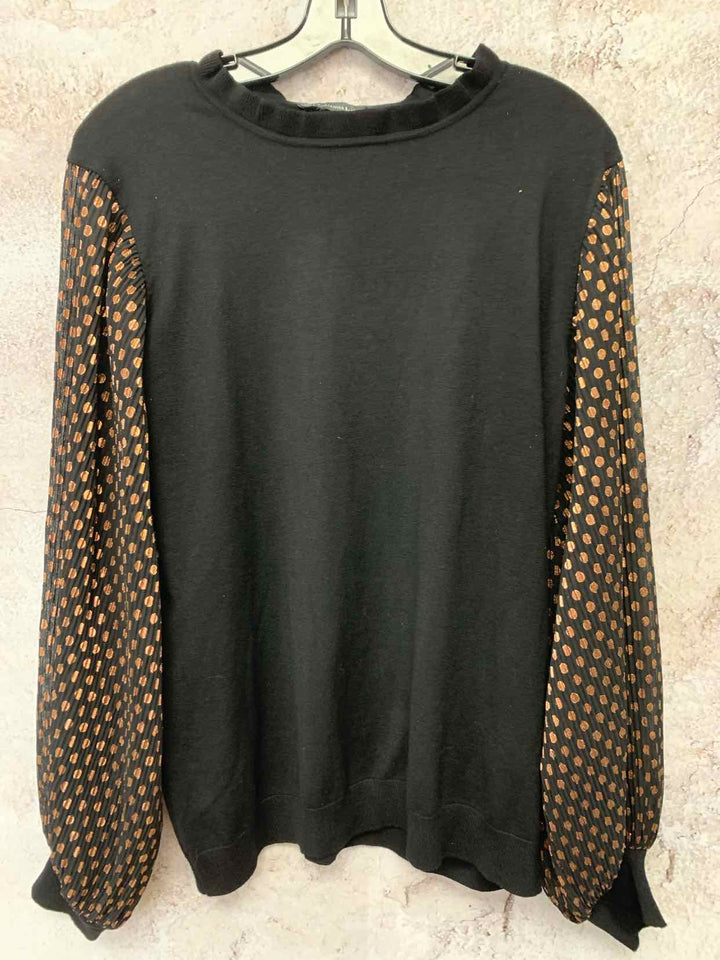 Adrianna Papell Size L Black long sleeve top