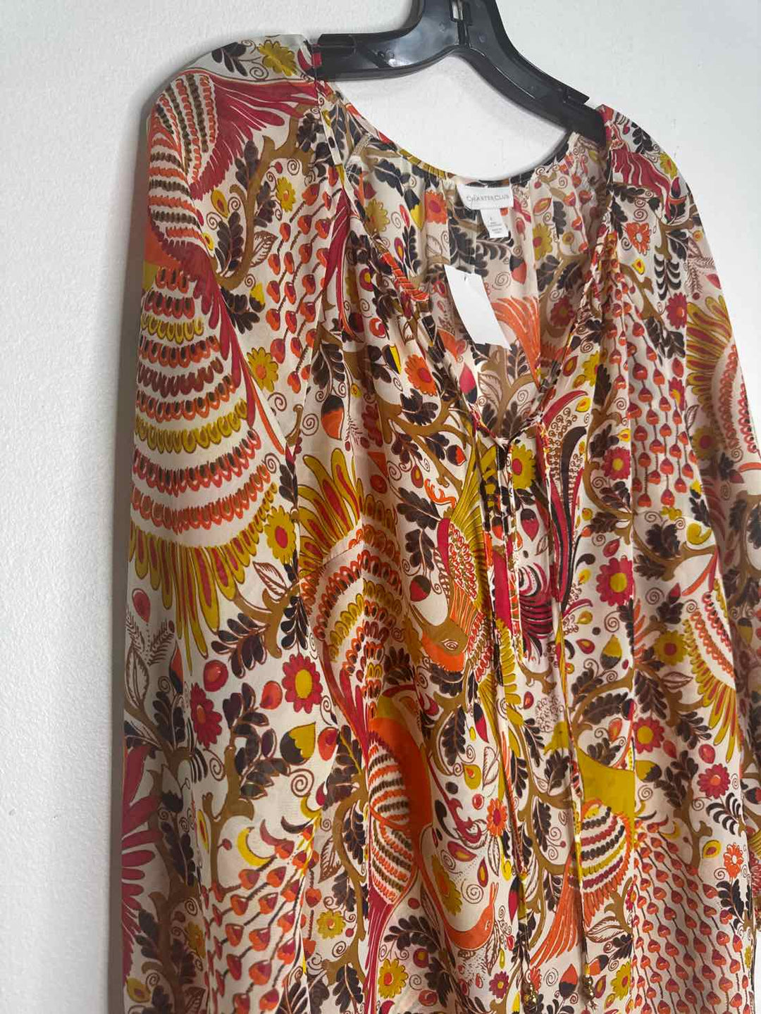 Charter Club Size L Yellow Floral long sleeve top