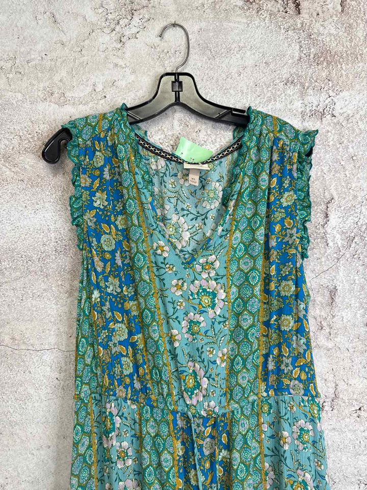 Knox Rose Size XL Teal Floral maxi sleeveless