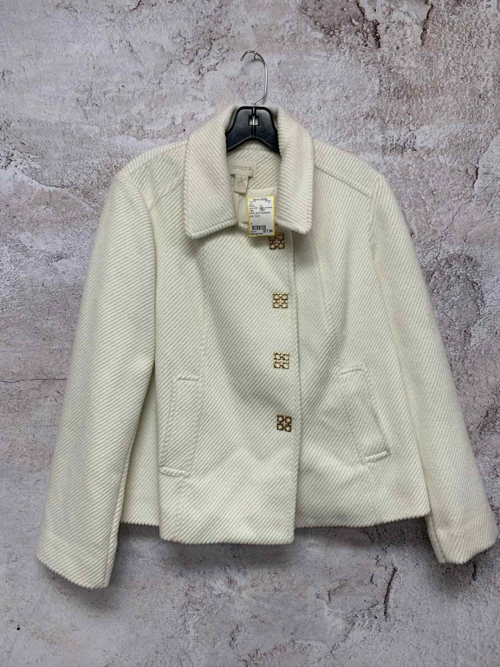Chicos Size 1 Ivory NWT Gold Hardware jacket