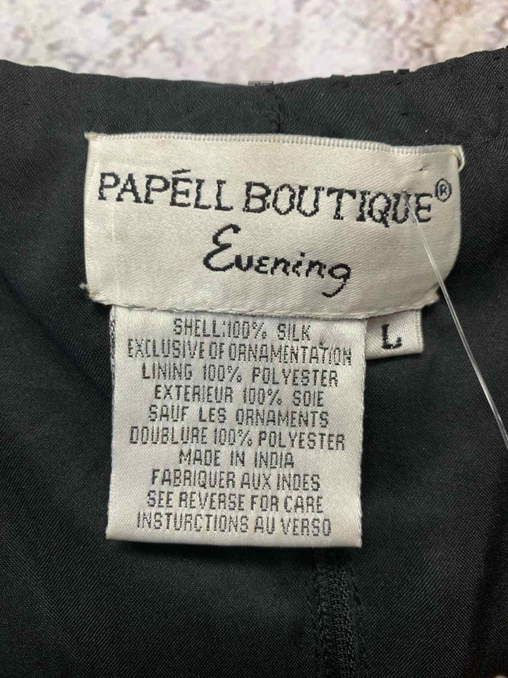 Papell Boutique Size L Black short sleeve top
