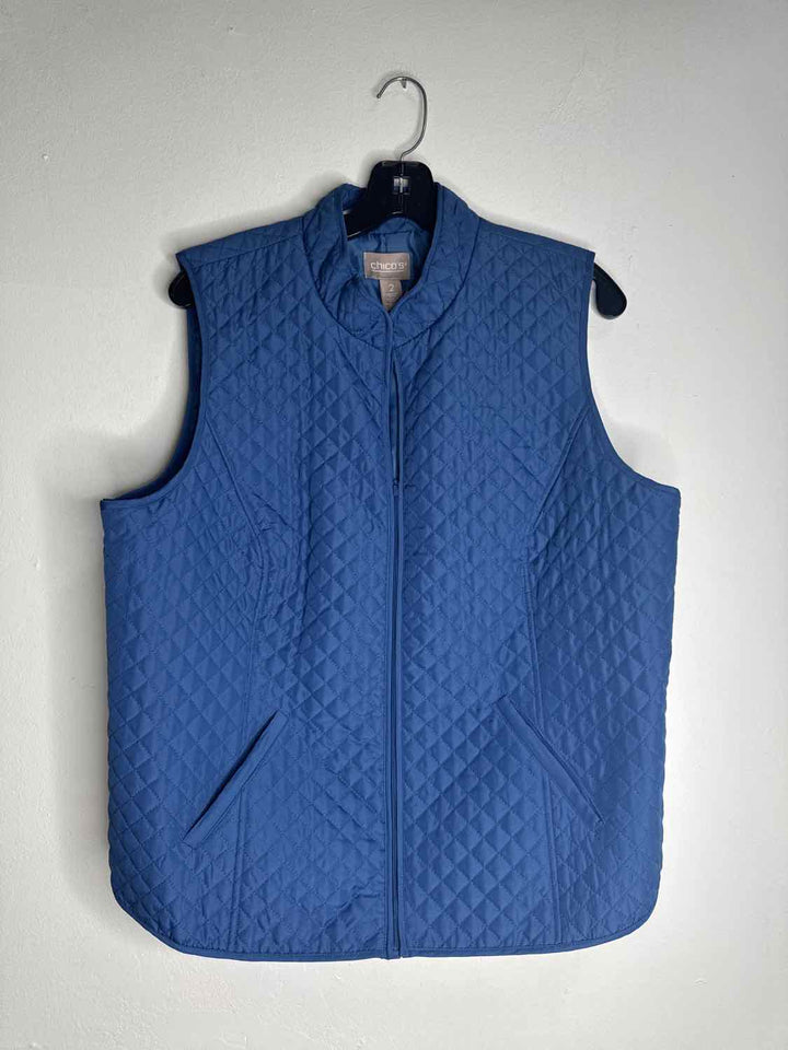 Chicos Size 2 Blue NWT Zipper vest