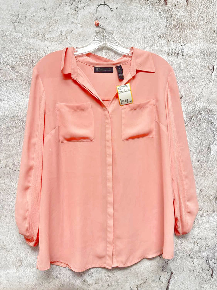 INC International Concepts Size M Peach Button Down long sleeve top