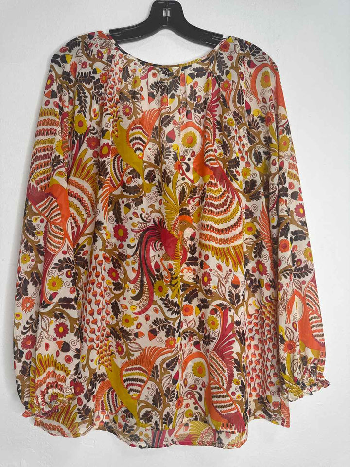 Charter Club Size L Yellow Floral long sleeve top