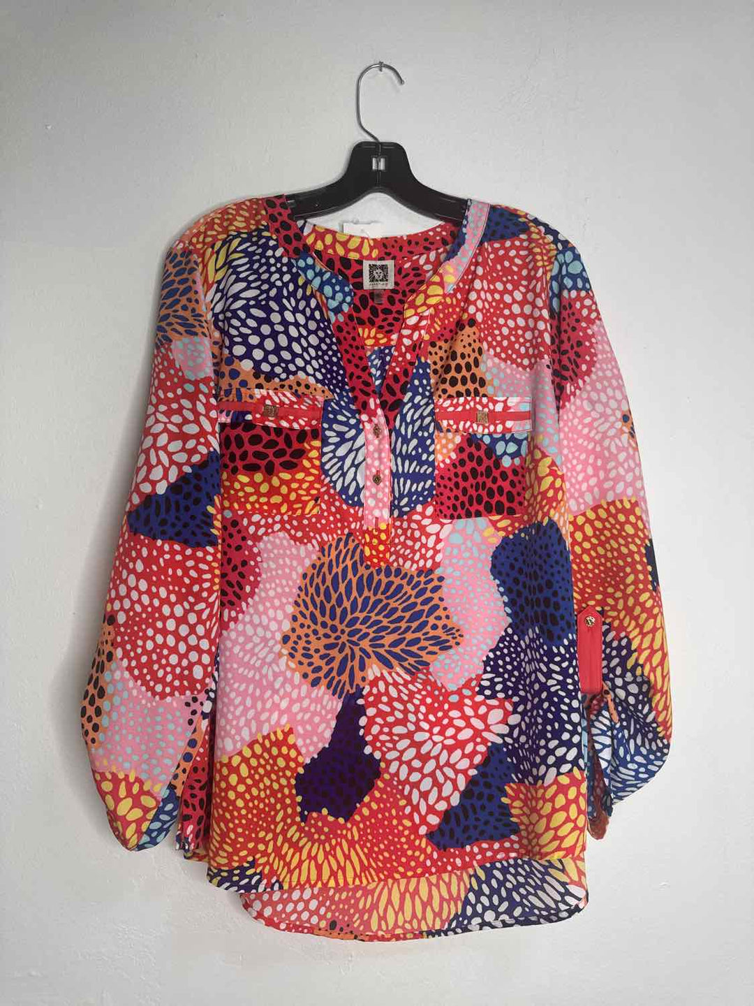 Anne Klein Size L Polk A Dot Multi Color long sleeve top