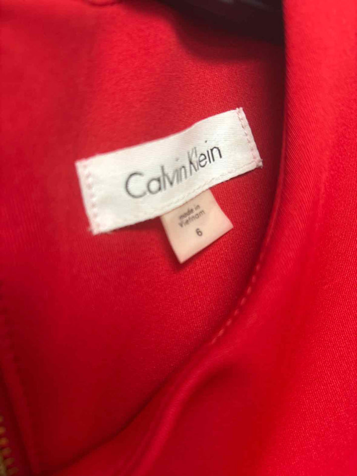 Women Size 6 Calvin Klein Red sleeveless dress