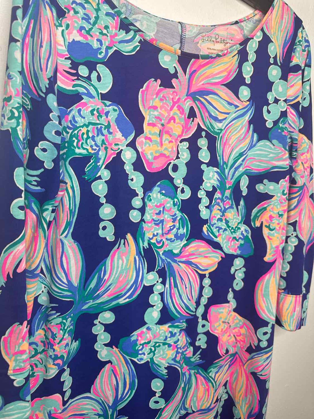 Lilly Pulitzer Size M Blue Fish long sleeve dress